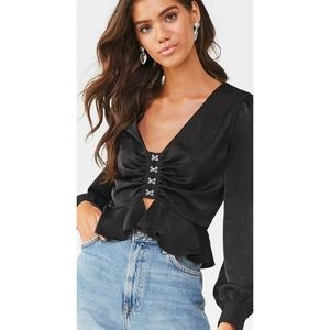 F21 Satin flounce blouse ❤️